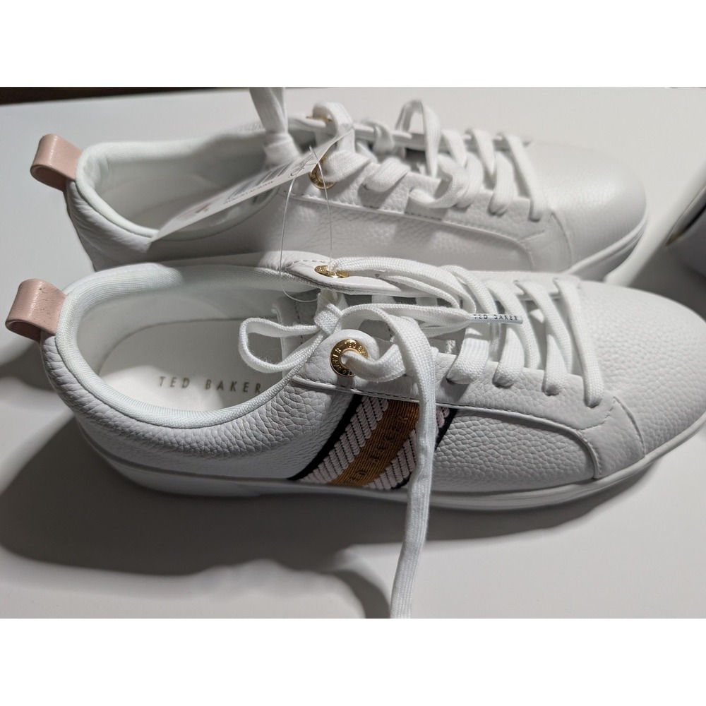 Ted Baker Shoes Womens Size 8.5 White Pink‎ Stripe Low Top Sneakers 1907784